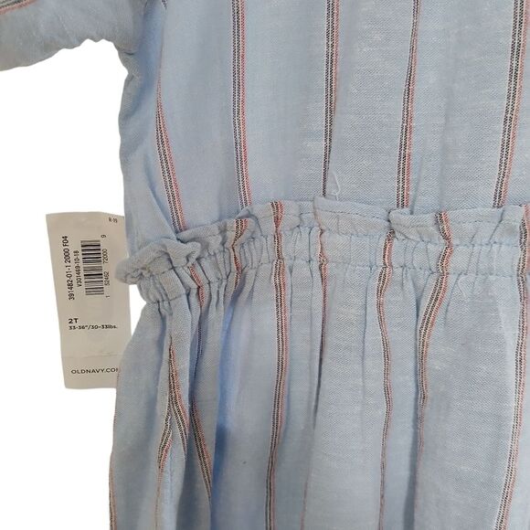 Old Navy Gap Dress Toddler Girls Fit & Flare Puff Sleeve Striped Red & Blue - Picture 7 of 10